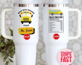 Customized School Bus Driver Tumbler, Personalized Bus Driver Tumbler Cup, Bus Driver Travel Mug, Bus Driver Appreciation Gift, 40TMB_012