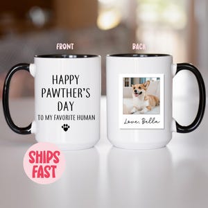 Happy Pawther’s Day Mug, Custom Dog Dad Photo Gift, Pet Lover Father’s Day Cup, Gift for Boyfriend, Cat or Dog Dad – FTR_036