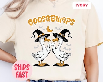 Camiseta Silly Goose de Comfort Colors®, camiseta espeluznante de piel de gallina para Halloween, divertida camiseta Silly Goose, perfecta para disfraces de fiesta.