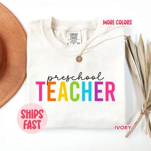 Custom Preschool Teacher Shirt, Preschool rainbow Teacher Shirt With Name, Back To School Preschool Tee, Teacher Appreciation Gift – TSH_063