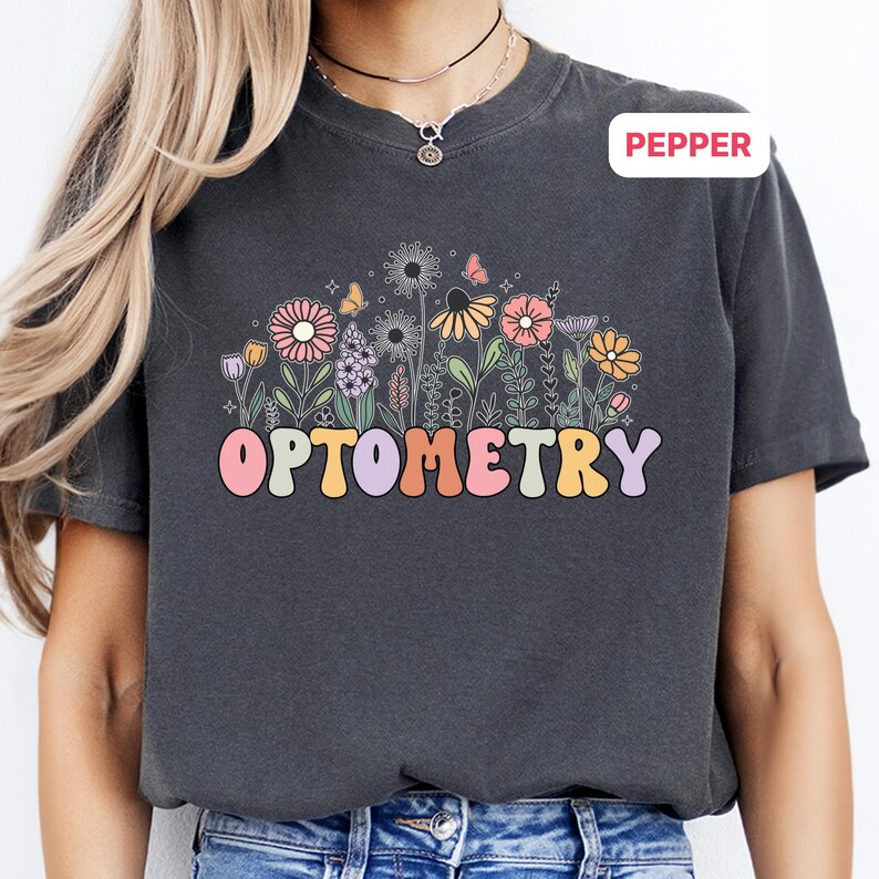 ワイルドフラワー検眼シャツ、将来の検眼医＆眼科学生へのギフトTシャツ、DTFプリントソフトコットンビジョンケアプライドTCH_089 画像 5