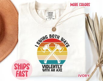 Bisexual “I Swing Both Ways Violently With An Axe” Tee, Funny Bi Pride Shirt, Edgy LGBTQ Gift, Unisex Pride Graphic T-Shirt - PRD_063
