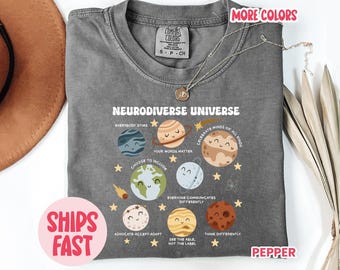 Neurodiverse Universe Comfort Colors® Shirt Autism Awareness Tee SPED Teacher Inclusion Gift Space Neurodiversity Sweatshirt