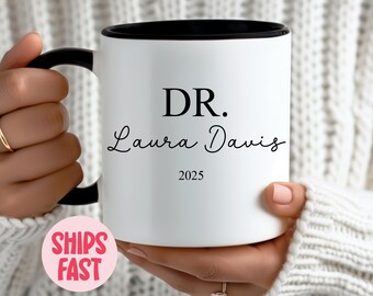 Caneca de café personalizada com o nome do médico, presente divertido para estudante de medicina, caneca personalizada para formatura de doutorado, caneca de doutor formado, DR_005 NOVA