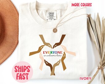 Everyone Is Welcome Here Tee, Inclusion & Equality Top, Protest and Resist Graphic Shirt, everyone deserves a chance – PRD_061