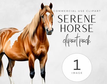Cute Horse Art for Card Making, Watercolor Horse Clipart, Majestic Horse Clipart, Ethereal Equine Art, Equestrian Clipart, horse images