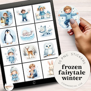 Winter Snow Digital Sticker Sheet, Snowflake Planner PNG, Cozy Wonderland Journal Scrapbook Craft, Cozy Winter Decor, Printable Decor