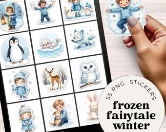 Winter Snow Digital Stickers, Snowflake Planner Stickers, Cozy Winter Wonderland Printable Stickers for Planners Scrapbooking Journals