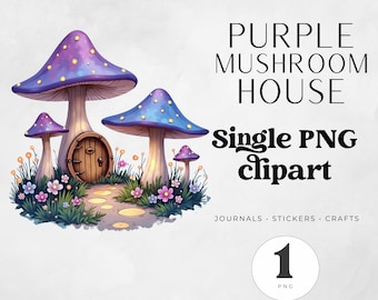 Watercolor Mushroom Clipart Bundle, Cottagecore Fantasy PNGs, Digital Download Fungi Art, Printable Scrapbook Graphics, Junk Journal Ephemer