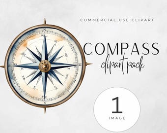 Bundle de cliparts boussole - boussole nautique SVG - téléchargements numériques pour travaux manuels - clipart boussole vintage - aquarelle art nautique - aventure