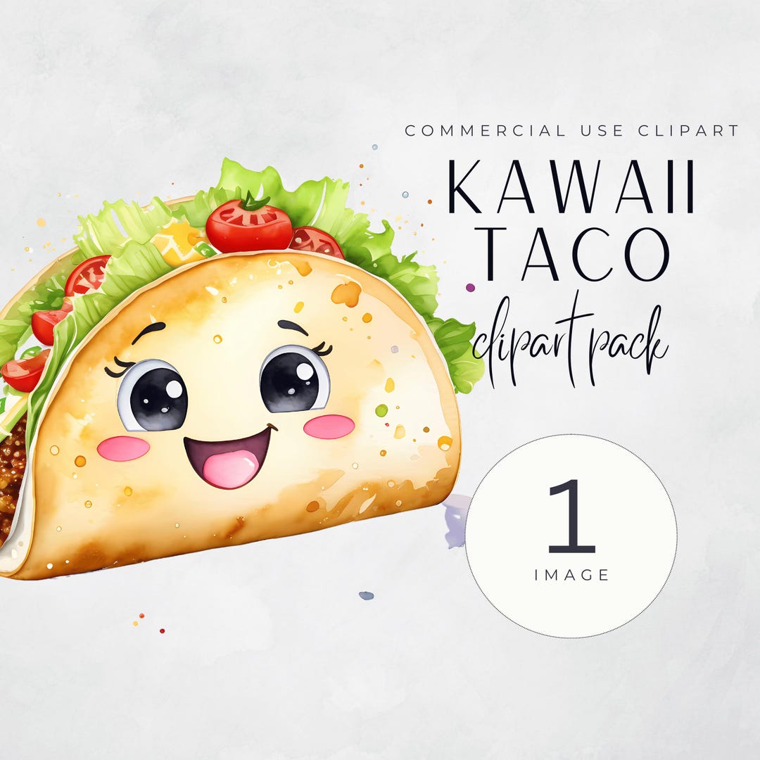 Cute Kawaii Taco Clipart - Cute Taco Graphics - Taco Clipart Set ...