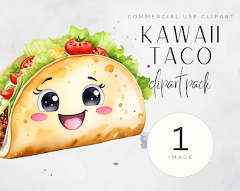 Cute Kawaii Taco Clipart - Cute Taco Graphics - taco Clipart Set - Kawaii Style - Adorable Taco Illustration - Fun Taco Graphics - cute food