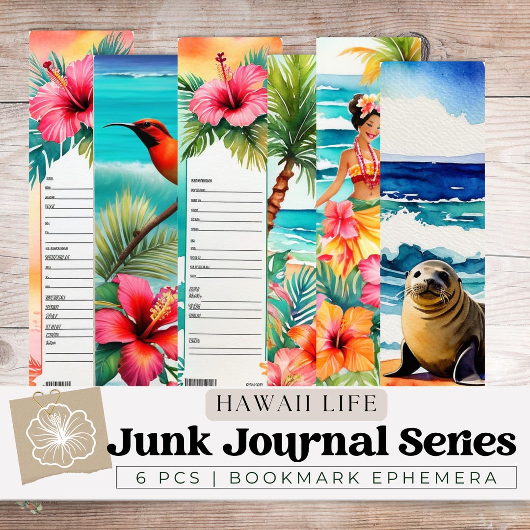 Tropical Hawaiian Junk Journal Kit, Beach Vacation Digital Papers ...