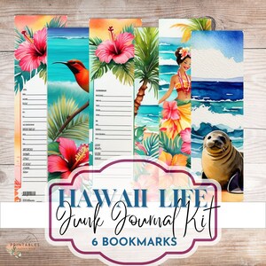 Hawaii Junk Journal Kit, Printable Ephemera, Tropical Floral Pages, Digital Download, Beach Junk Journal Kit, scrapbook pages, Hawaiian