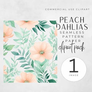 Dahlia Floral Seamless Pattern: Vintage Flower Digital Paper (PNG, Digital Download