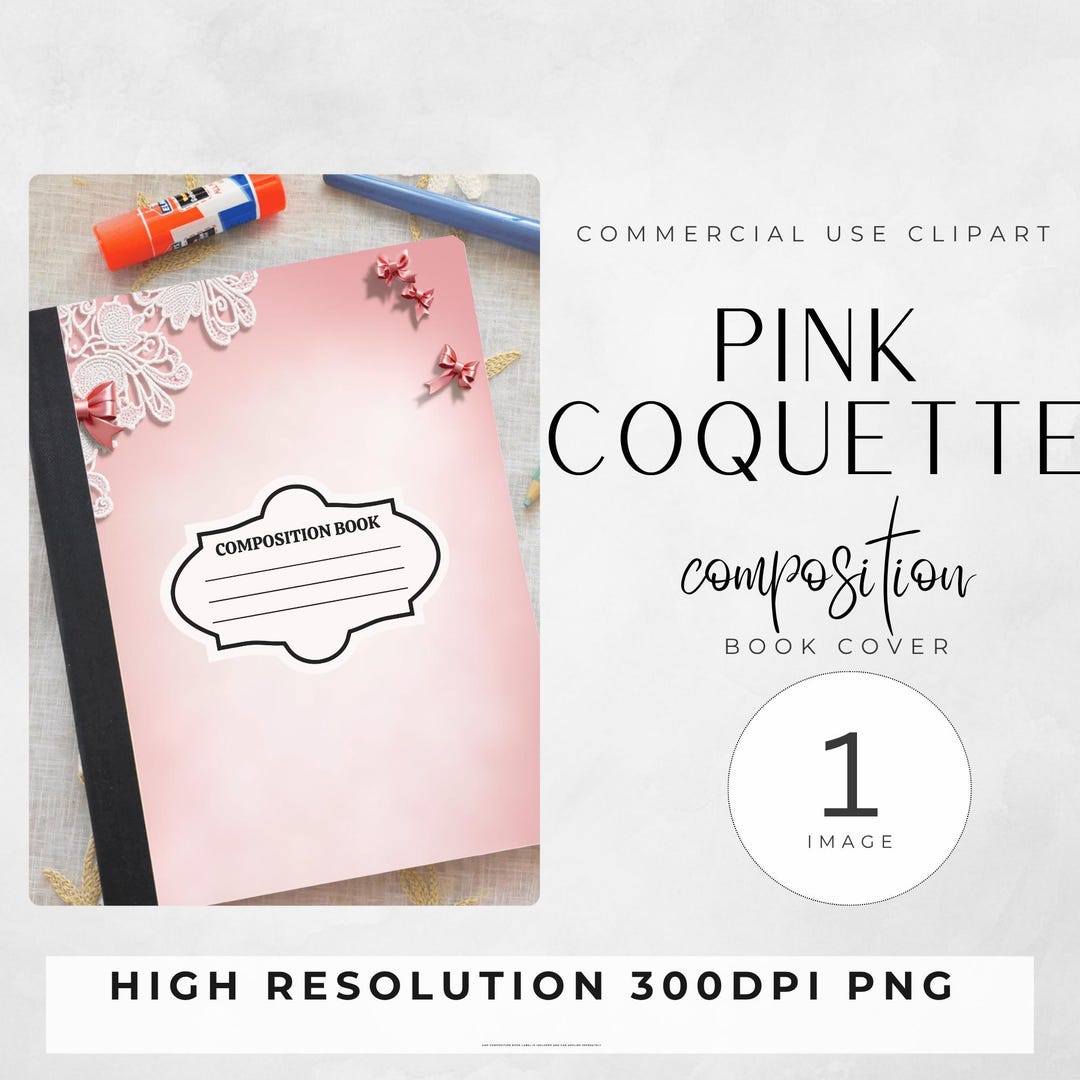 Pinkcomposition Notebook Composition Notebook Cover PNG, Printable DIY School Template, Girl ...