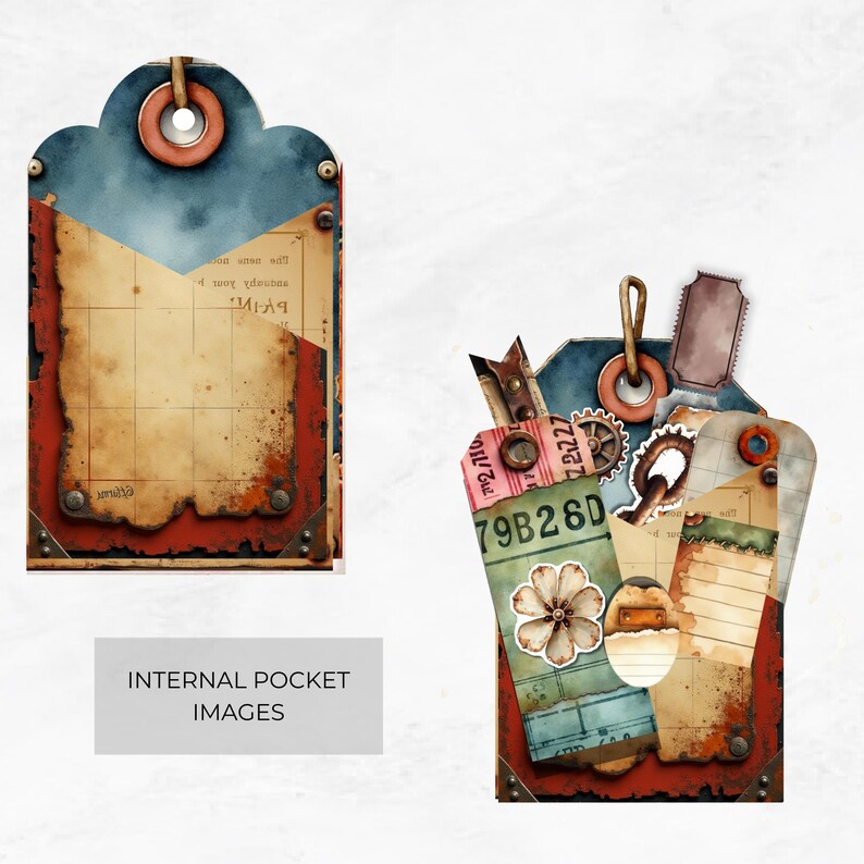 Loaded Tag Insert Industrial Grunge Loaded Tag Kit PNG – Printable Ephemera, Junk Journal ...