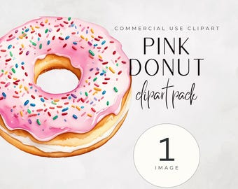 Donut clipart, aquarel donut png, zoete dessert graphics, digitale download voor ambachten, cute food art, feestdecor, zoete lekkernijen, ambacht