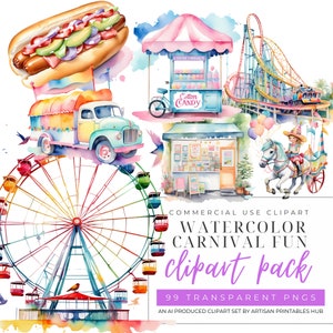 carousel watercolour clipart, Nursery Art - Baby Shower,  Carnival Clipart, cute pony clipart, Watercolor Carnival, Pink Carousel Watercolor