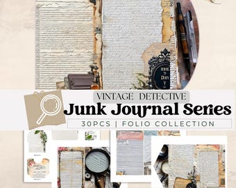 Detektivjournal, folioinsats, mysteriekit, vintagedetektiv, brottsjournal, ephemera, mordmysteriekit, utskrivbart pysselkit