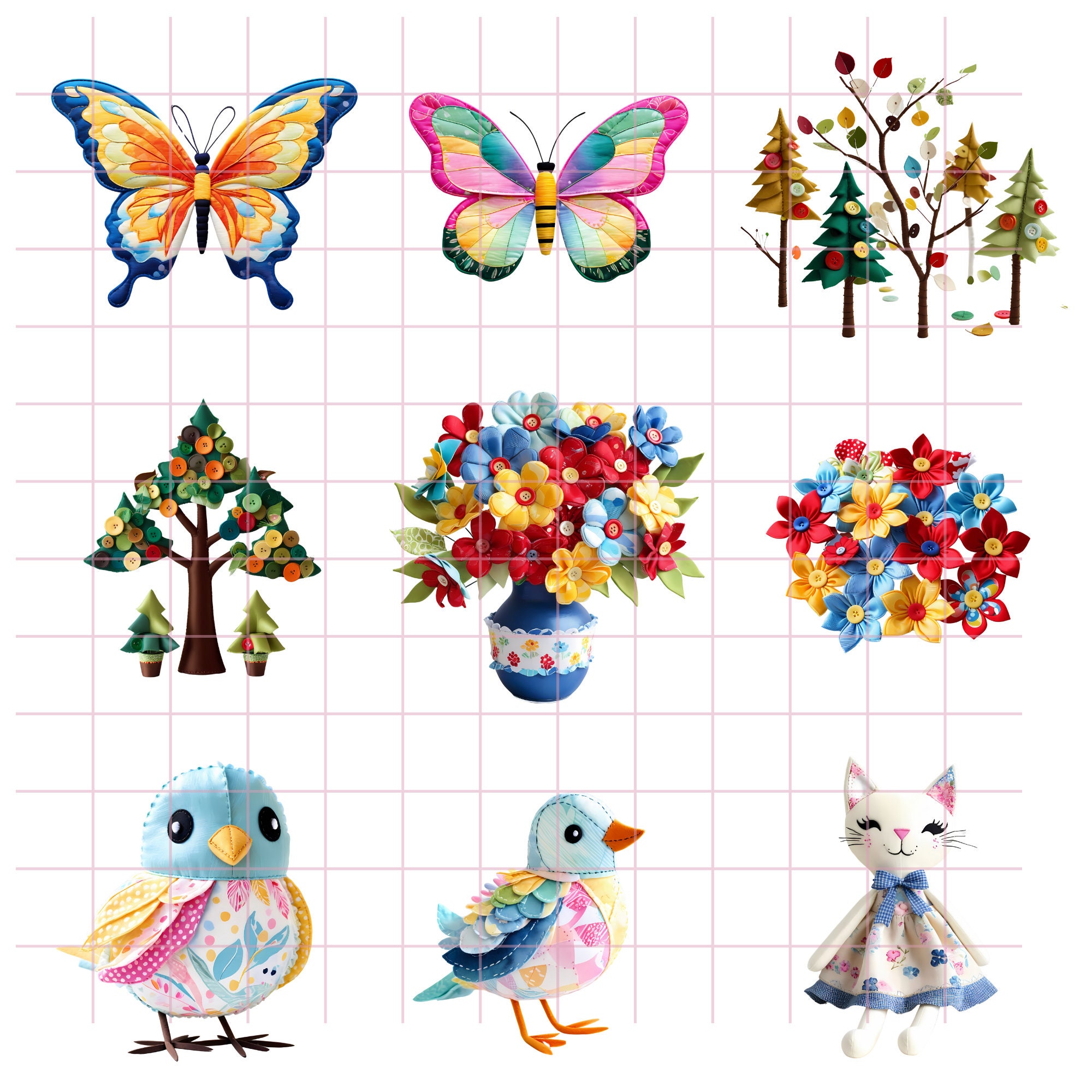 Patchwork Ragdoll Vintage Rag Doll Clipart Bundle – Shabby Chic Watercolor Doll Pngs With ...