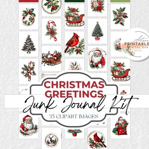 Vintage Christmas Junk Journal Kit: Printable Ephemera (Digital Download)