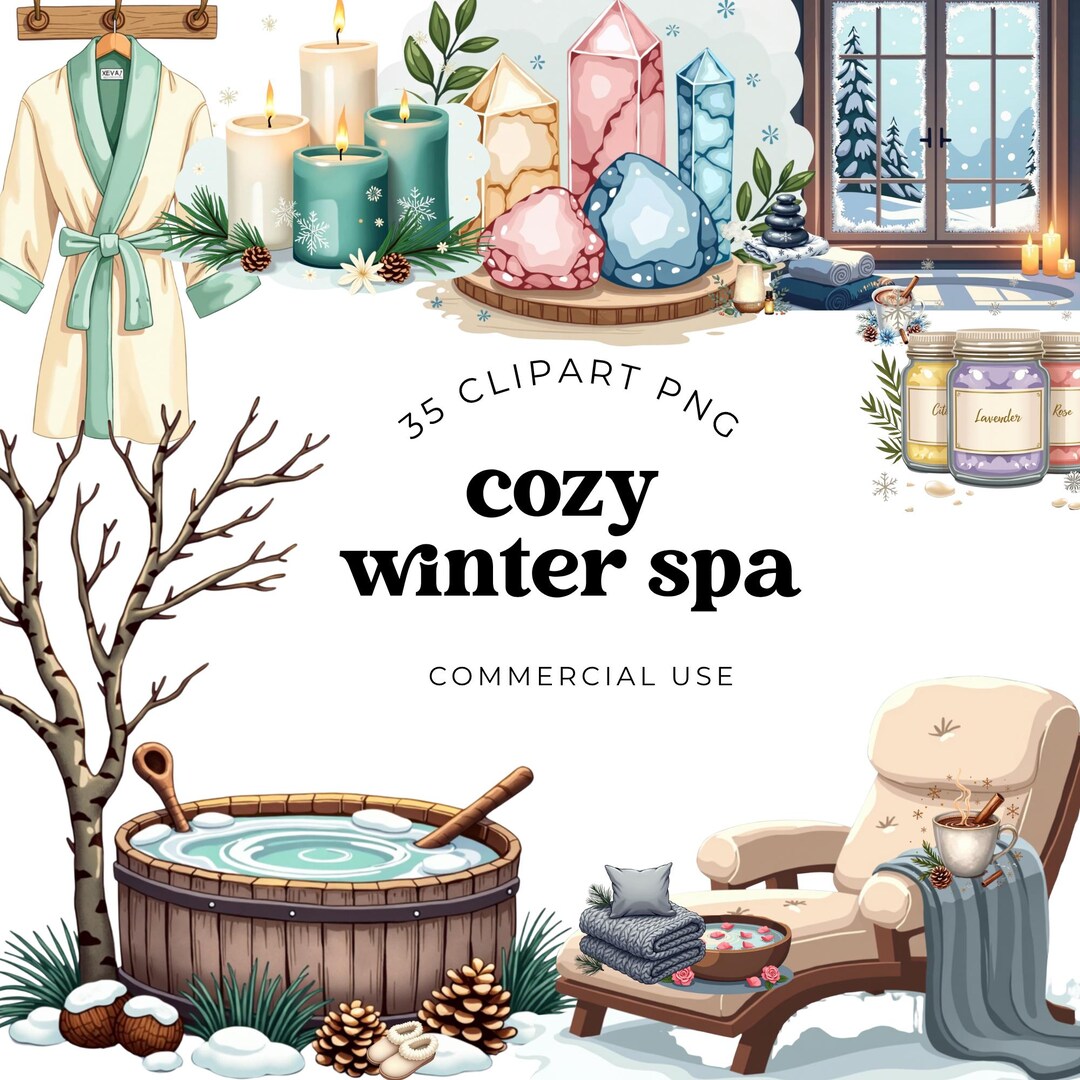 Cozy Winter Cottage Clipart, Watercolor Winter Cabin, Rustic Winter ...
