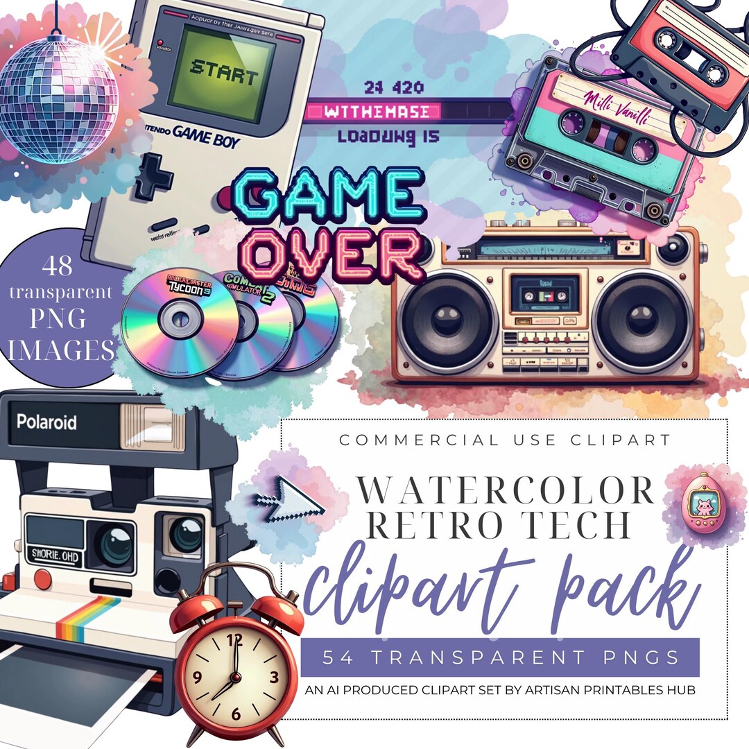 Retro Technology Clipart, Vintage PNG Art Graphics, Nostalgic Art for ...