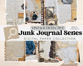 Detective Junk Journal Papers Printable Vintage Mystery Crime Case File Backgrounds Ephemera Sherlock Holmes Style Storytelling Pages