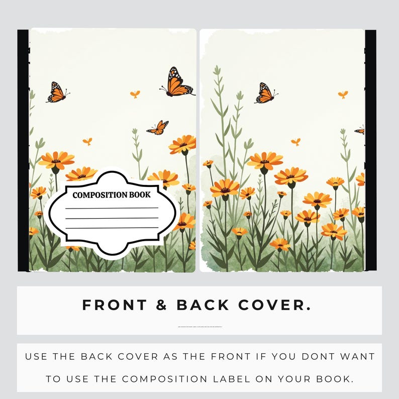 School Notebook Cover, Wildflower Botanical Composition Journal Png ...