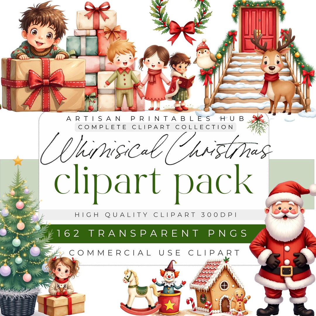 Christmas Clipart Bundle – Watercolor Christmas Clipart PNG Collection ...