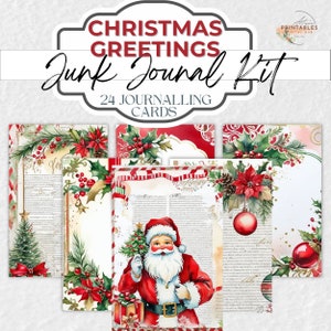 Vintage Christmas Junk Journal Cards - Printable Ephemera - Holiday Scrapbooking - Xmas Digital Downloads - Digital Tags - Vintage Christmas