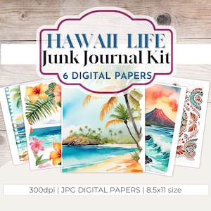 Hawaiian Junk Journal Kit: Tropical Beach Ephemera (Digital Download)