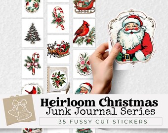 Vintage Christmas Junk Journal Kit, Printable Holiday Ephemera for Scrapbooking, Cardmaking, Journals, Crafts, and DIY Christmas Projects