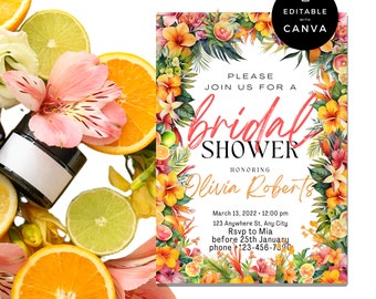 Citrus Bridal Shower Invitation, Main Squeeze Bridal Shower, Editable Bridal Shower Invitation, Aperol Spitz Bridal Shower Game Package zest