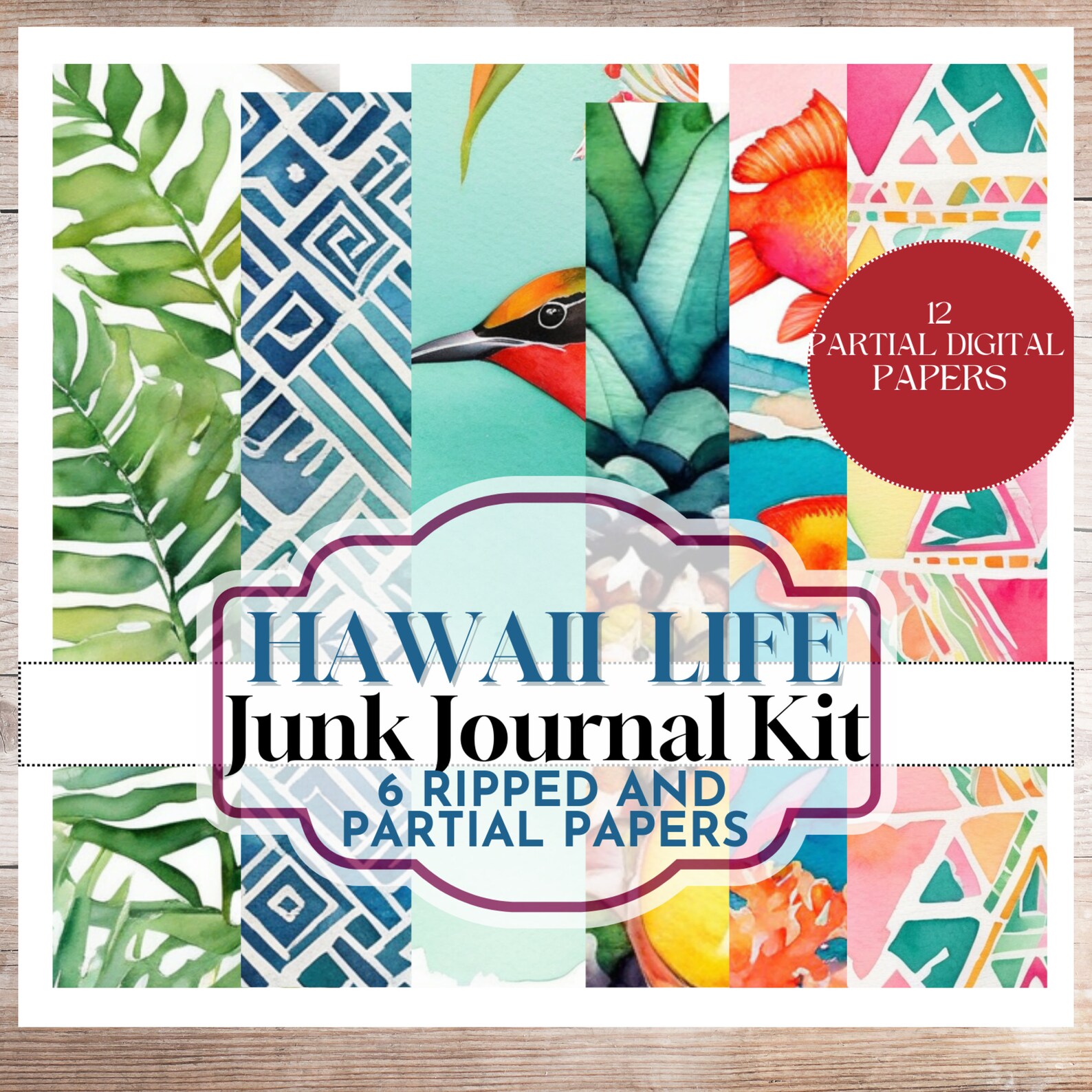 Printable Hawaii Junk Journal Kit, Tropical Ephemera, Summer Paradise ...