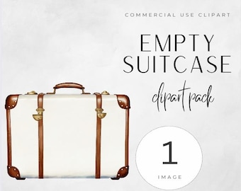 Vintage Suitcase Clipart Watercolor Travel Graphics, Travel Bag PNG for Junk Journals, Digital Download, Summer Vacation Craft Supplies