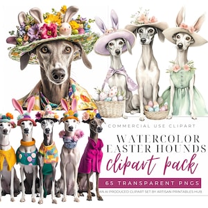 Cães Galgos de Páscoa Fofos PNG, Clipart de Amante de Cães, Cães Adoráveis com Gráficos de Flores, Imagens de Clipart de Galgos, adorável cão de Páscoa png