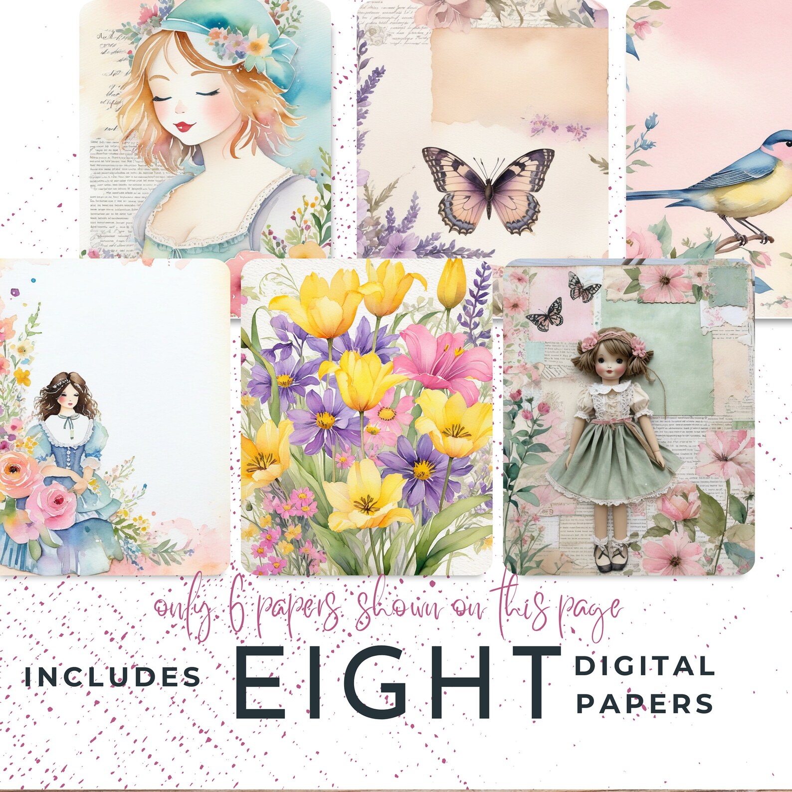 Rag Doll Printable Paper Pack - Vintage-style Rag Doll Patterns for ...