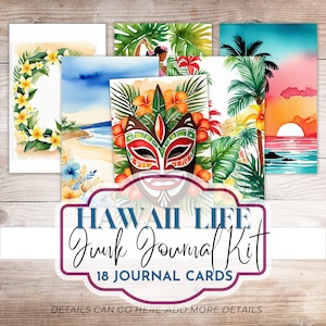 Tropical Hawaiian Junk Journal Kit: Beach Scrapbook Pages (Digital Download)