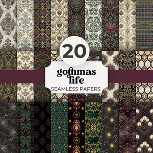 Gothmas Digital Papers, Gothic Christmas Gift Wrap, Dark Holiday Wrapping Papers, Victorian Gothmas Patterns,  Printable PNG Gift Wrap Set,