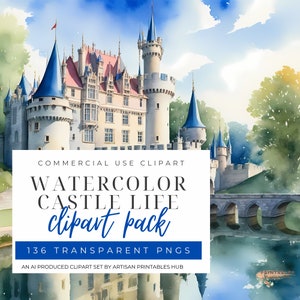 Wasserfarben Burg Clipart, mittelalterlichen Clipart, Schloss Life Art, Märchen Clipart, Scrapbooking-Elemente, DIY-Einladungen, Märchen Kunst png
