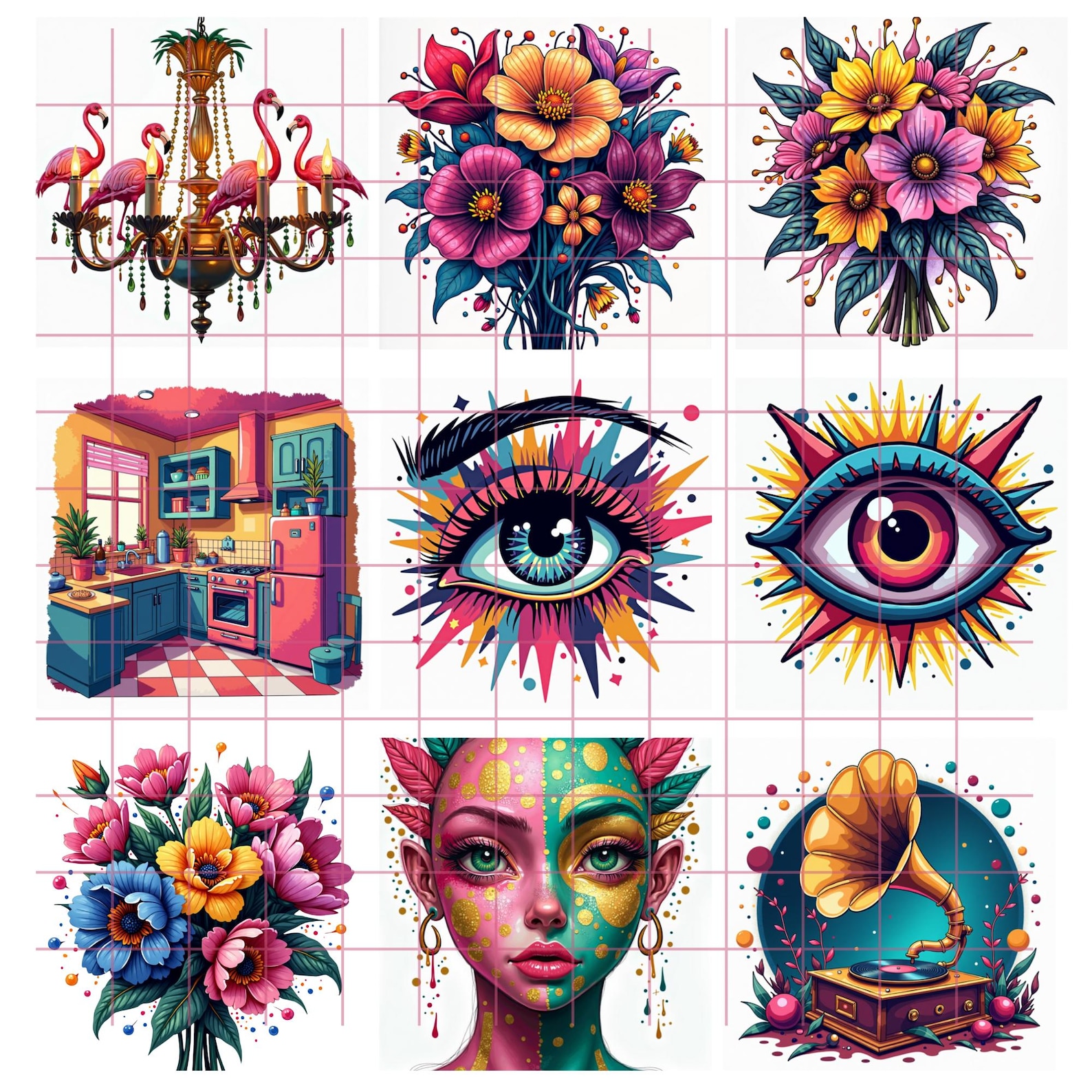 Bold Pattern Graphics Clipart, Maximalist Digital Art for Creative ...