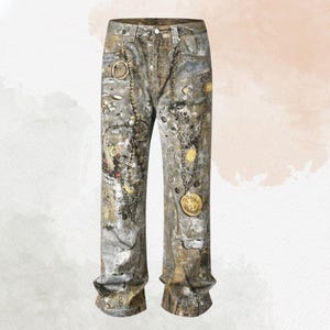 Men&#39;s Wide Straight Printed Jeans with Pockets, Gothic Y2K Streetwear, Trendy Gift for Men, Hip-Hop Fashion, Casual Denim Pants ,Men&#39;s Jeans