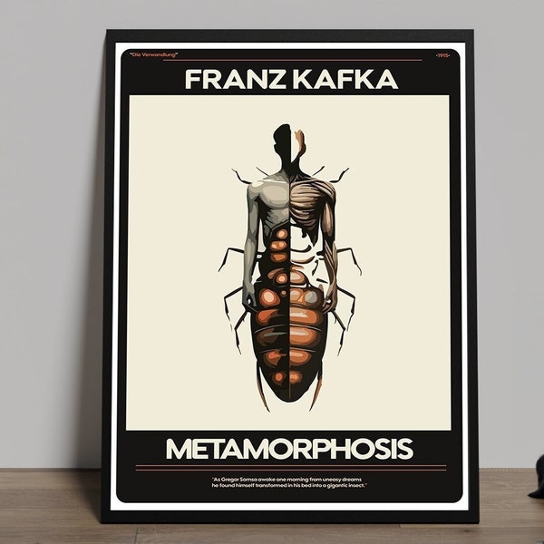 The Metamorphosis, Franz Kafka, 18x24", FHD Wall Decor, Wall Art, Digital Download, Digital Print, Aesthetic book inspired poster