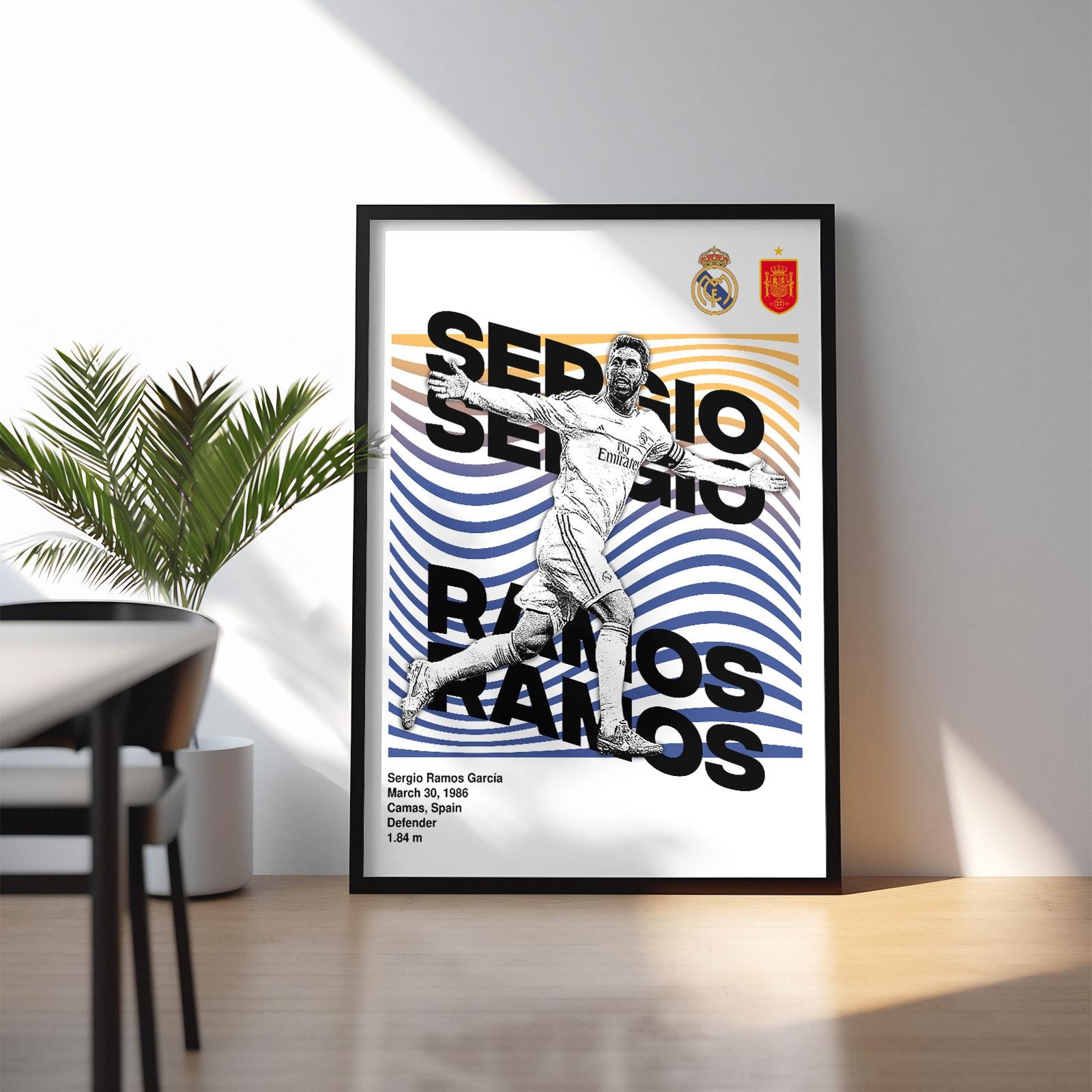 Sergio Ramos" Digital Download Poster - Legendary Football Art Print, Defender Wall Art, Home Decor (18x24 inches)