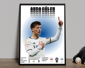 Arda Güler, Real Madrid, Türkiye, 18x24", FHD Wall Decor, Wall Art, Digital Download, Digital Print, Football Player Poster