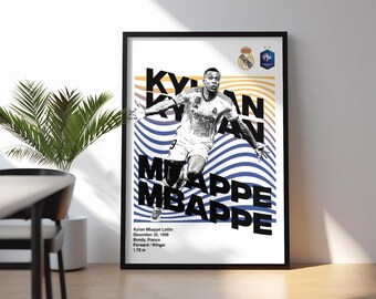 Kylian Mbappe Digital Download Poster - Kultiger Fußball Kunstdruck, Fußball Wand Kunst, Wohnkultur (18x24 Zoll)