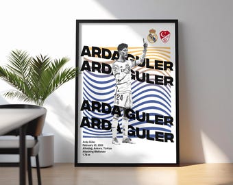 Arda Güler Digitales Poster - Kunst, Geschenk für Fußball Fans, Einzigartiges Wohnkultur, Moderne Sport Kunstwerk