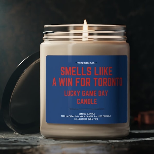 Smells Like A Win For Toronto | Unique Baseball Candle Gift | MLB Fan Gift | Sport Themed Candle | Toronto Blue Jays Decor Candle